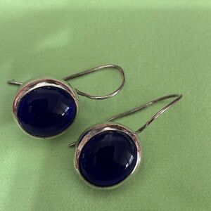 Sterling earring with bezel set cobalt blue lapis lazuli